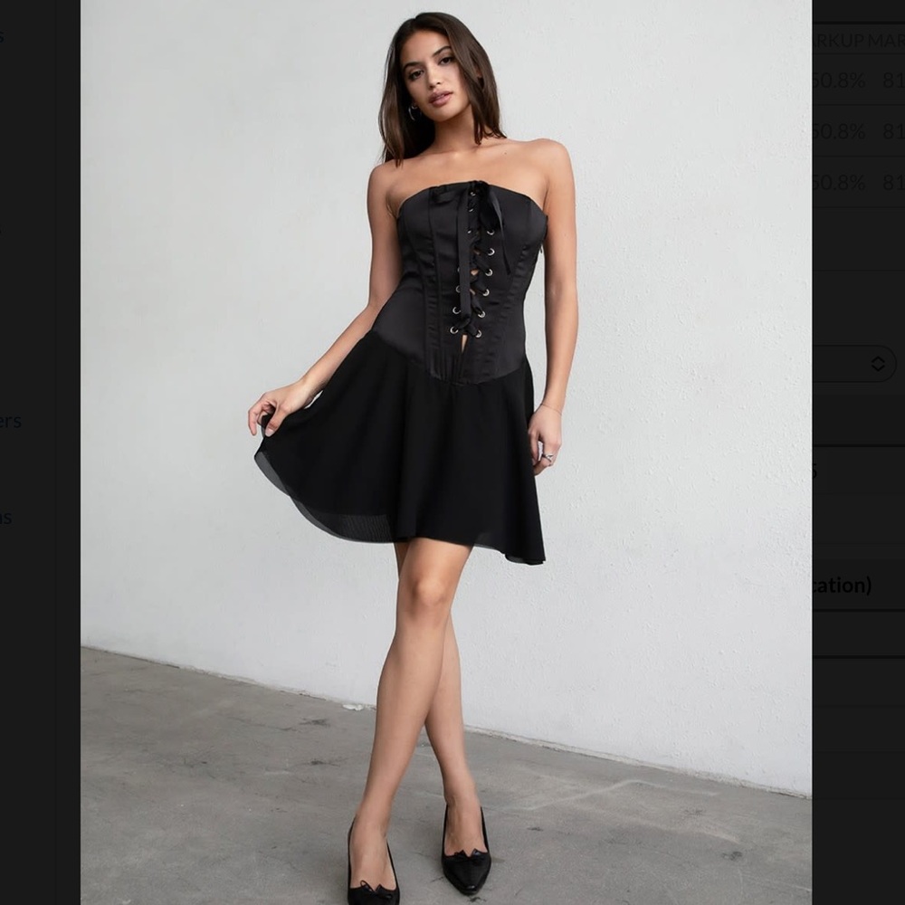 Satin Corset Mini Dress Black